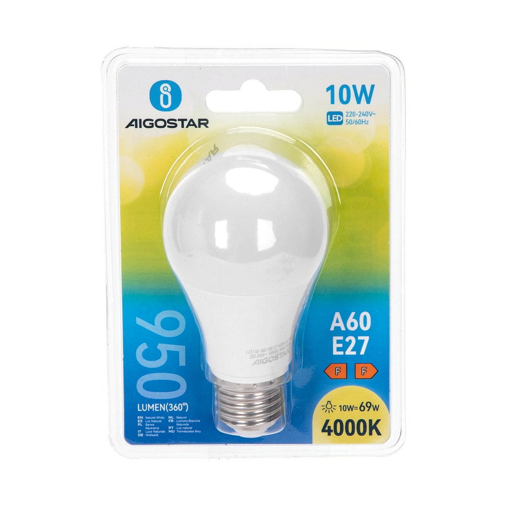 Lampadina Led E27 A60 a bulbo 10W Bianco neutro 4000K Aigostar - Foto 2
