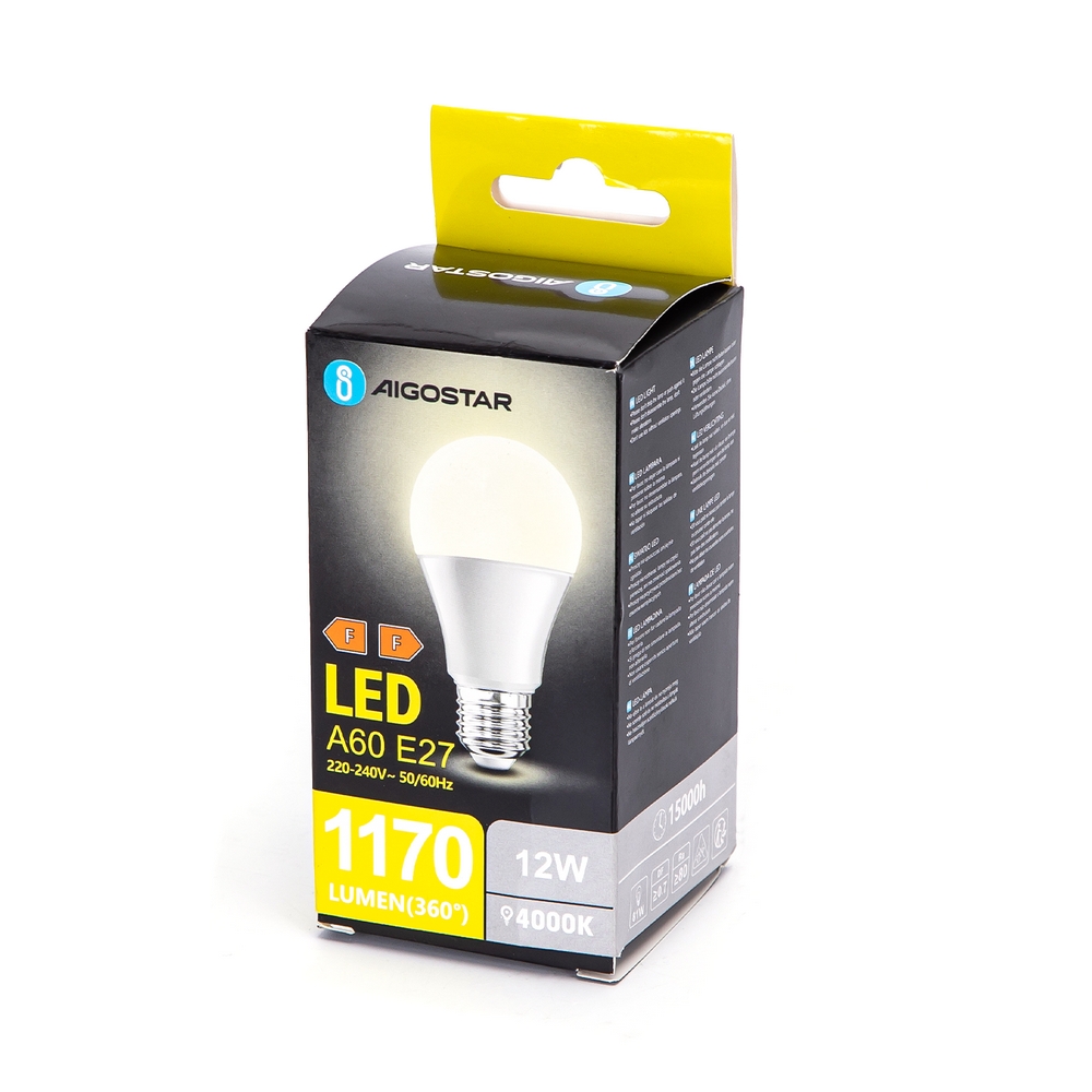 Lampadina Led E27 A60 a bulbo 12W Bianco neutro 4000K Aigostar - Foto 2