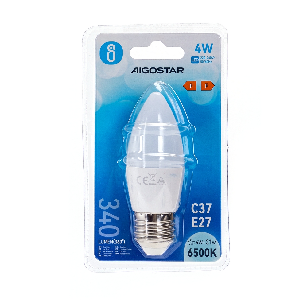 Lampadina Led E27 C35 a candela 4W Bianco freddo 6400K Aigostar - Foto 2
