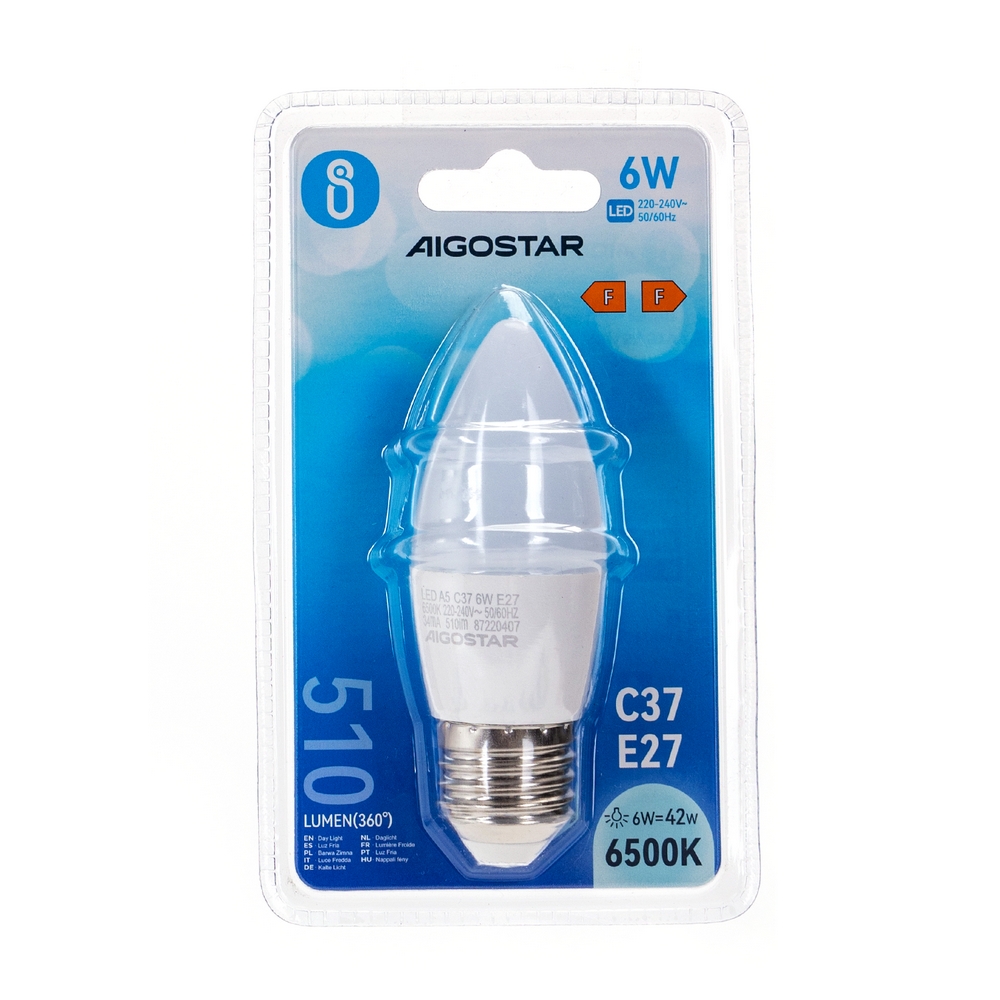 Lampadina Led E27 C35 a candela 6W Bianco freddo 6400K Aigostar - Foto 2