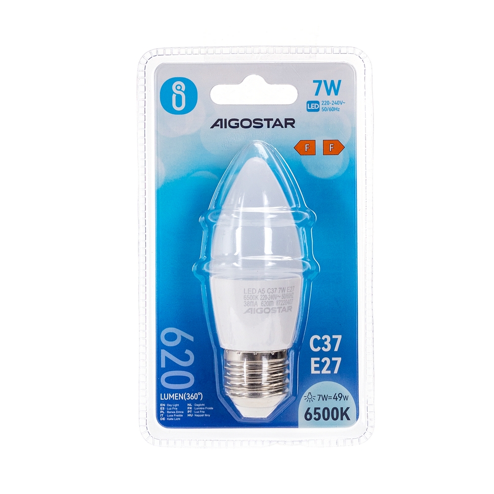 Lampadina Led E27 C35 a candela 7W Bianco freddo 6400K Aigostar - Foto 2