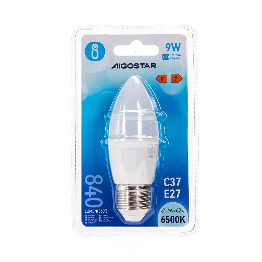 Lampadina Led E27 C35 a candela 9W Bianco freddo 6400K Aigostar - Foto 2