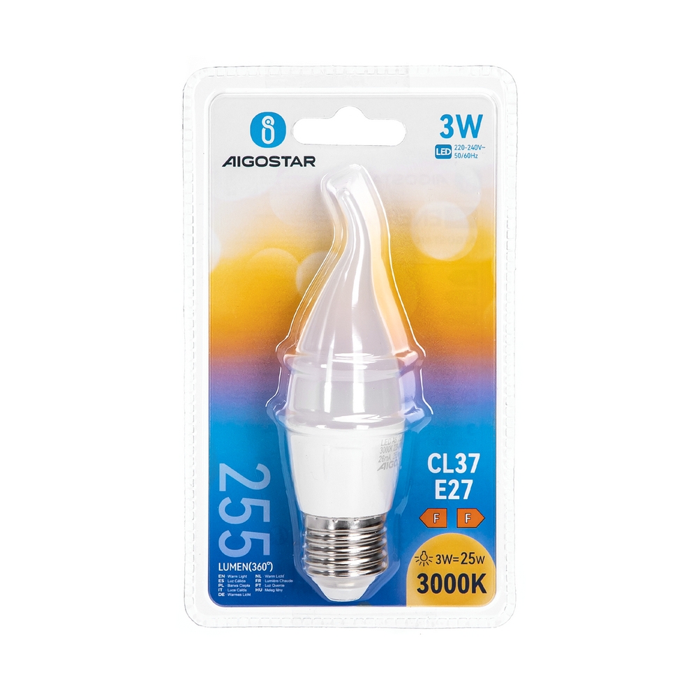 Lampadina Led E27 CL37 a colpo di vento 3W Bianco caldo 3000K Aigostar - Foto 2