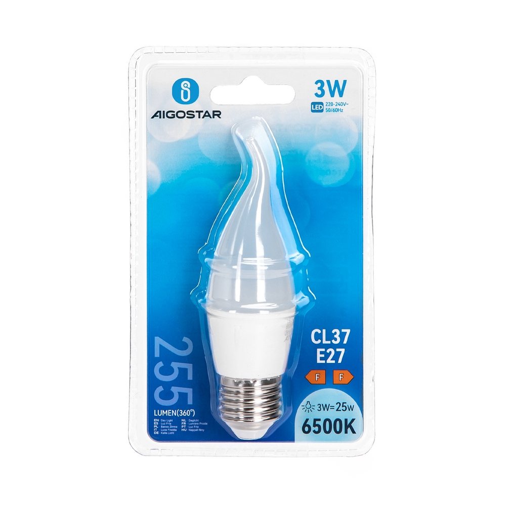 Lampadina Led E27 CL37 a colpo di vento 3W Bianco freddo 6400K Aigostar - Foto 2