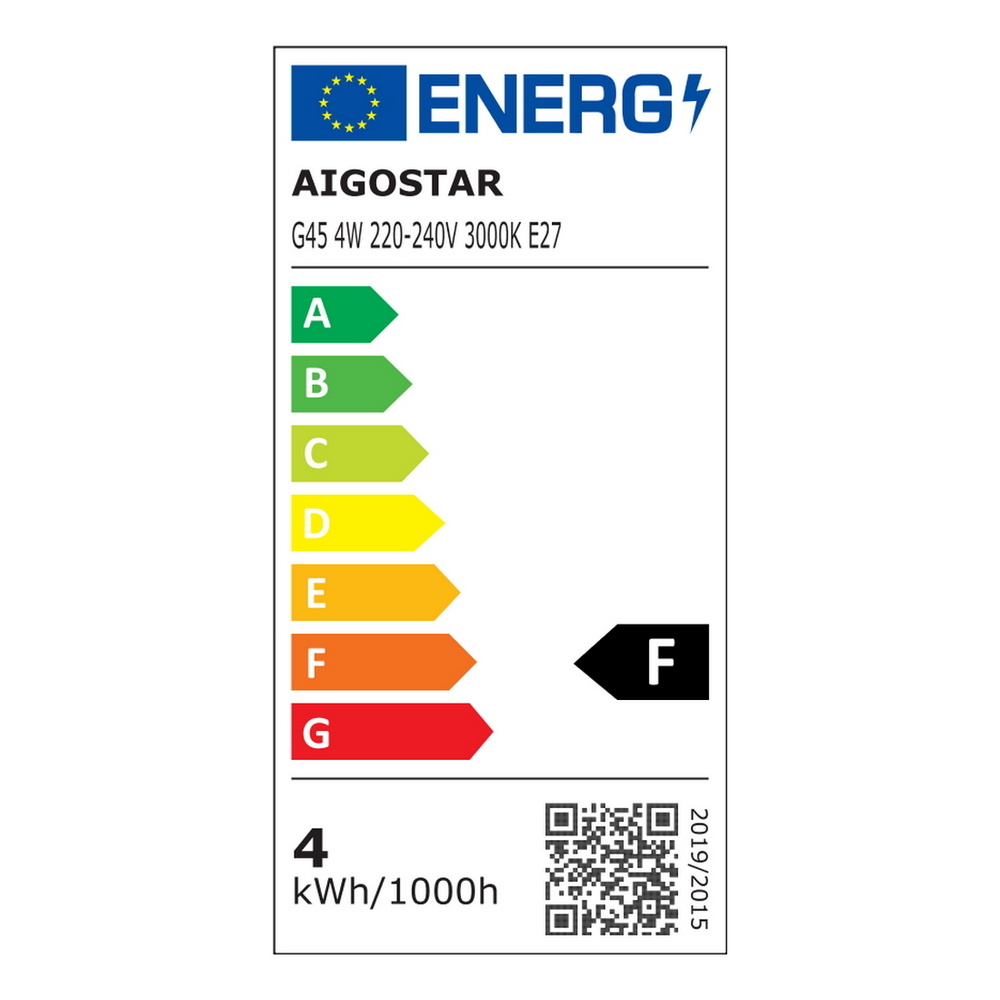Lampadina Led E27 G45 a sfera 4W Bianco caldo 3000K Aigostar - Foto 4