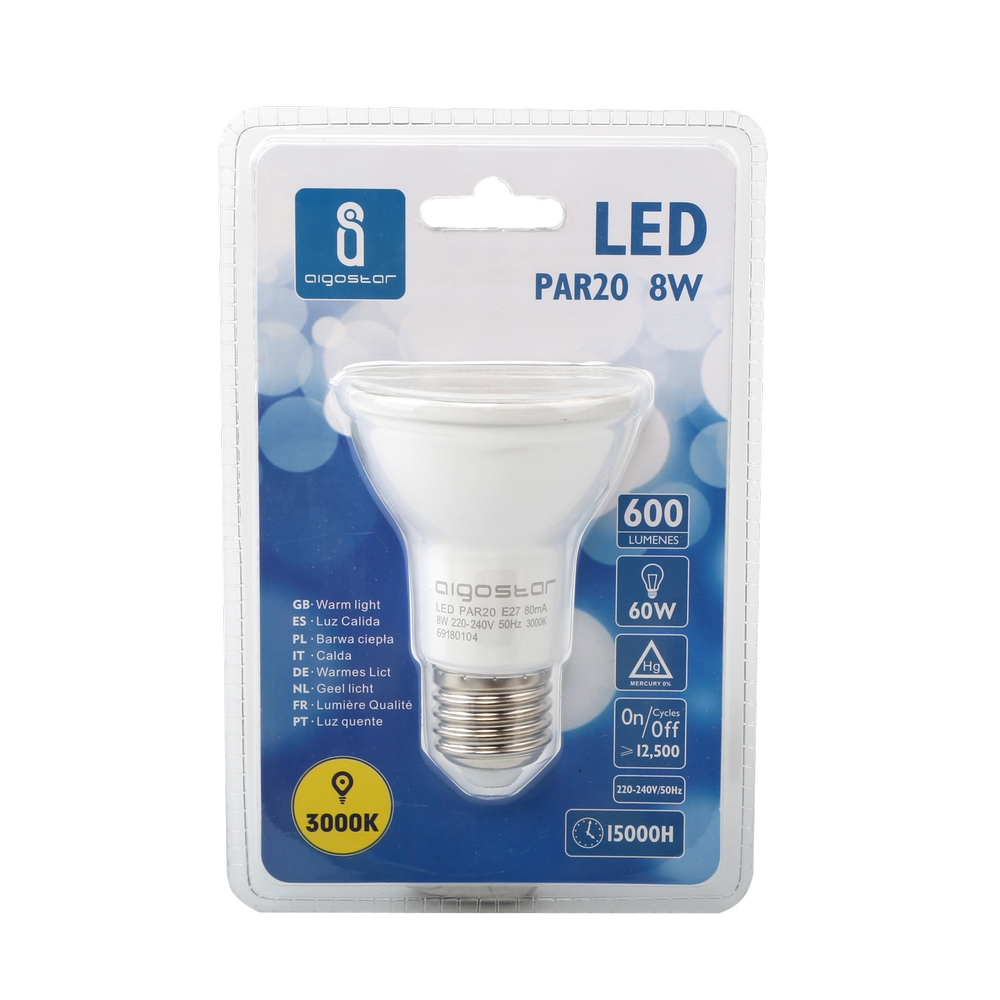 Lampadina Led E27 PAR 8W Bianco caldo 3000K Aigostar - Foto 2