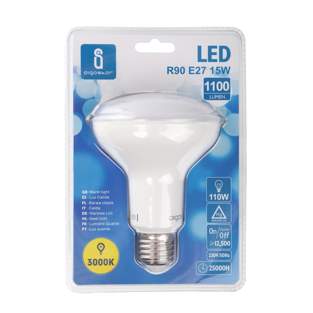 Lampadina Led E27 R90 a faretto 15W Bianco caldo 3000K Aigostar - Foto 1