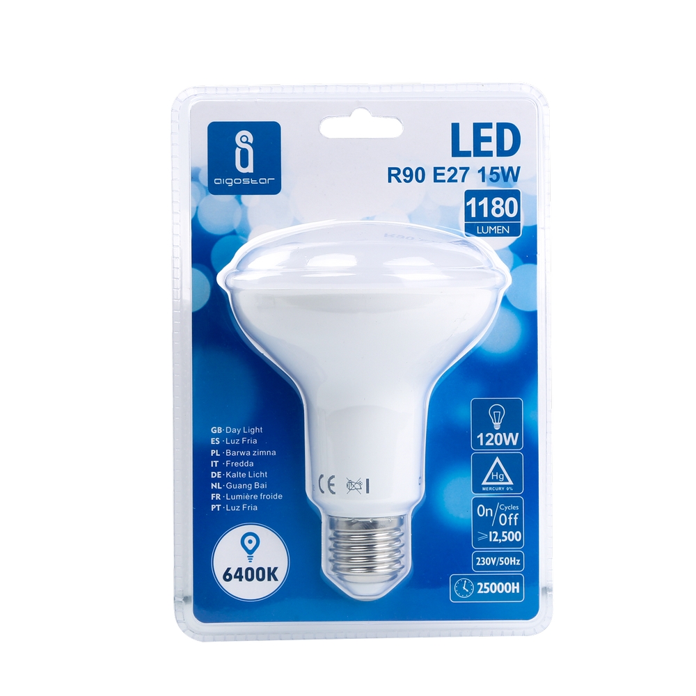 Lampadina Led E27 R90 a faretto 15W Bianco freddo 6400K Aigostar - Foto 1