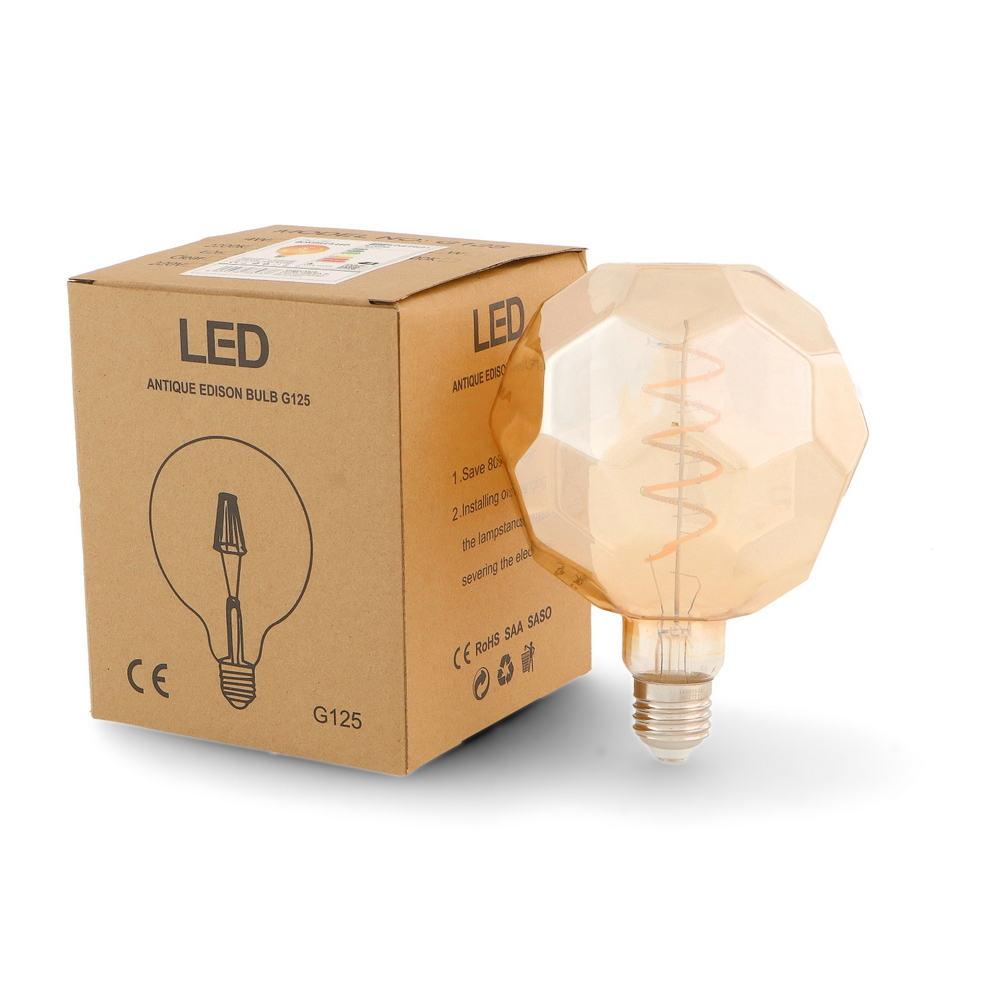Lampadina Led Esagoni Vintage a Filamento G125 E27 a 4W decorativa Bianco caldo 2300K M LEDME - Foto 1