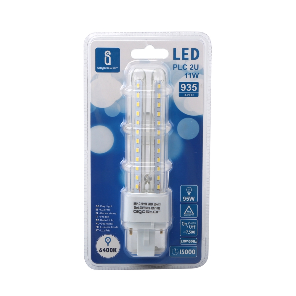 Lampadina Led G24d-3 (2 pin) PL-C 11W Bianco freddo 6400K Aigostar - Foto 2