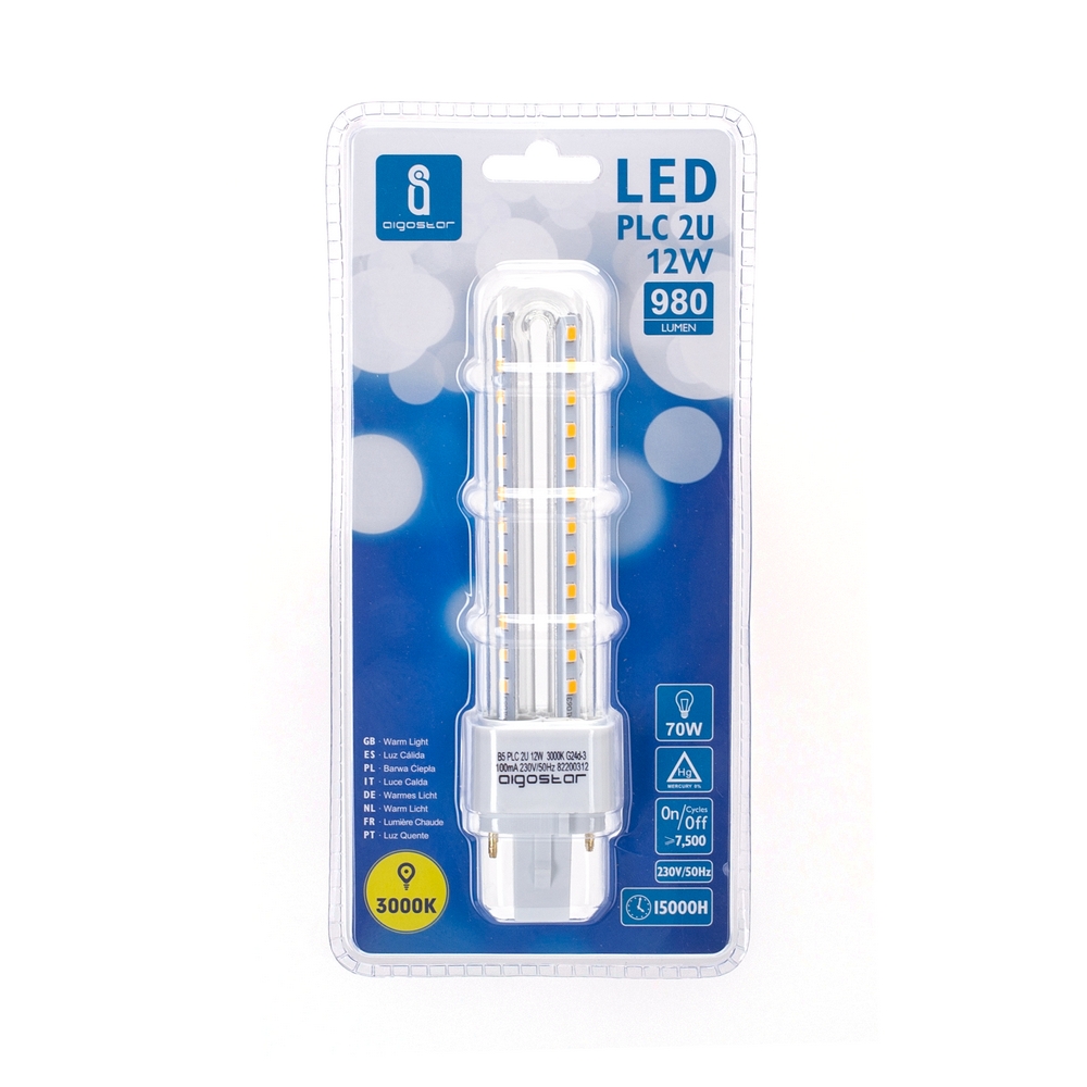 Lampadina Led G24d-3 (2 pin) PL-C 12W Bianco caldo 3000K Aigostar - Foto 2