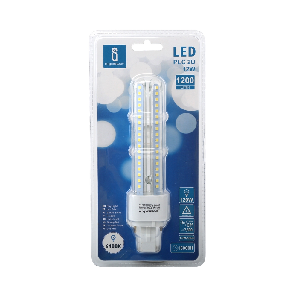 Lampadina Led G24d-3 (2 pin) PL-C 12W Bianco freddo 6400K Aigostar - Foto 2