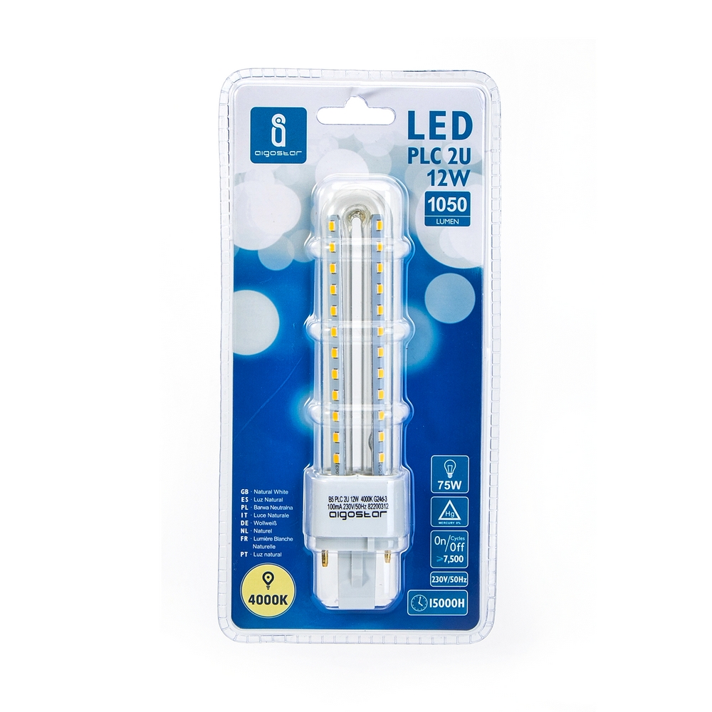 Lampadina Led G24d-3 (2 pin) PL-C 12W Bianco neutro 4000K Aigostar - Foto 2