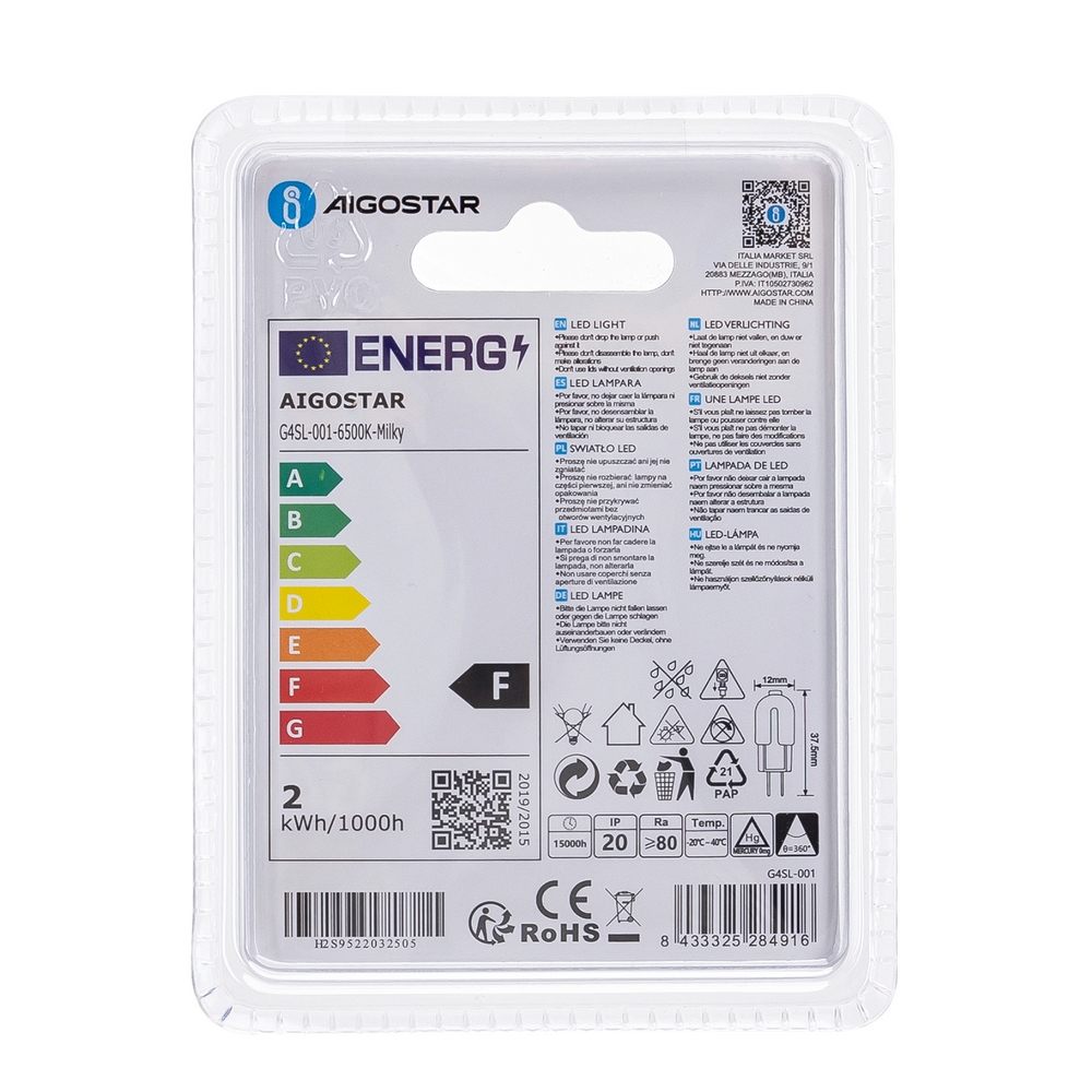 Lampadina Led G4 a Capsula 1,3W SMD opaca Bianco freddo 6500K Aigostar - Foto 3