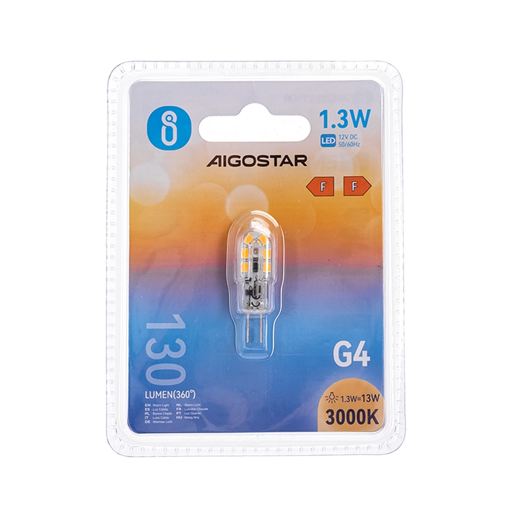 Lampadina Led G4 a Capsula 1,3W SMD trasparente Bianco caldo 3000K Aigostar - Foto 2