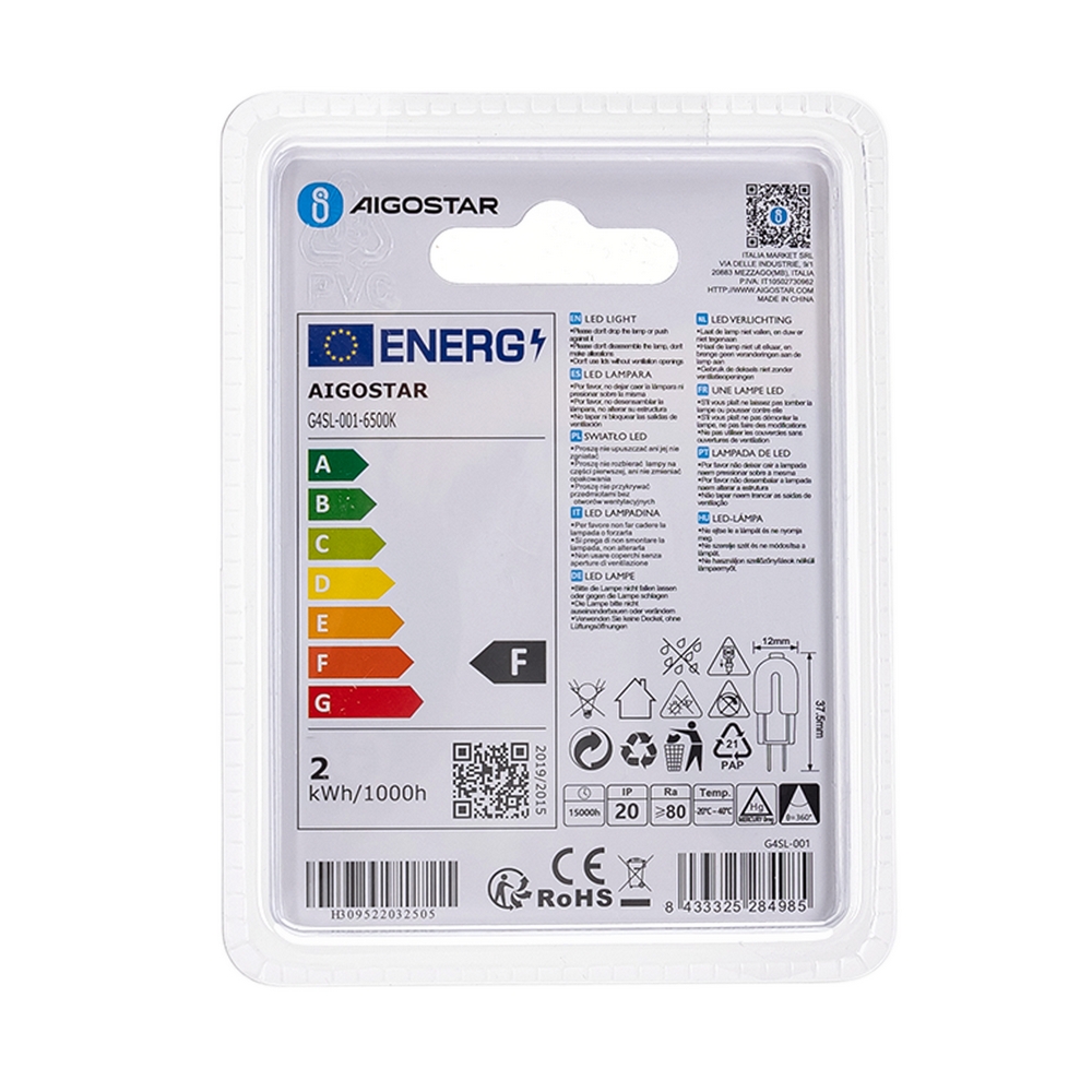 Lampadina Led G4 a Capsula 1,3W SMD trasparente Bianco freddo 6500K Aigostar - Foto 3