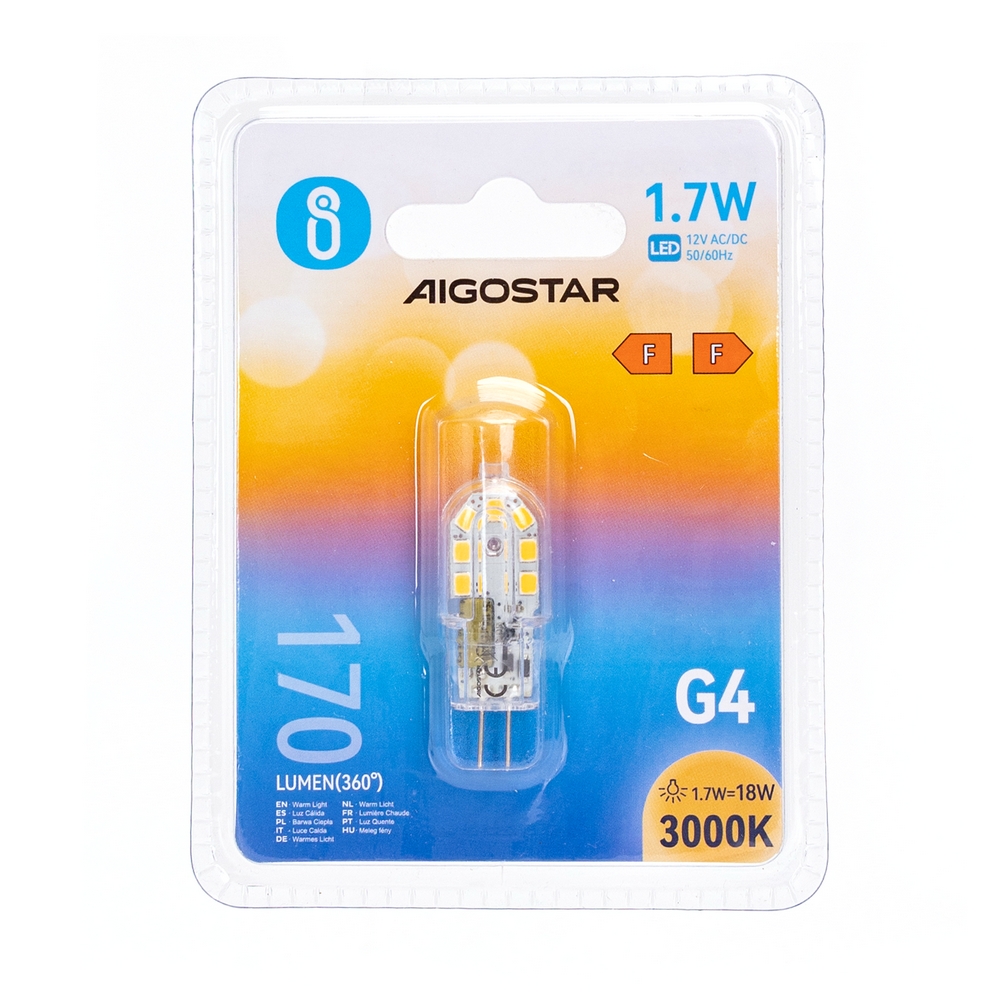Lampadina Led G4 a Capsula 1,7W SMD trasparente Bianco caldo 3000K Aigostar - Foto 2