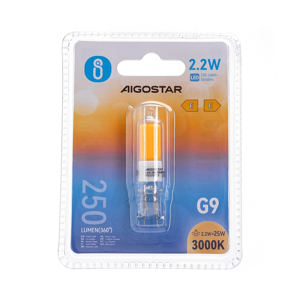 Lampadina Led G9 a Capsula 2,2W COB in vetro trasparente Bianco caldo 3000K Aigostar - Foto 2