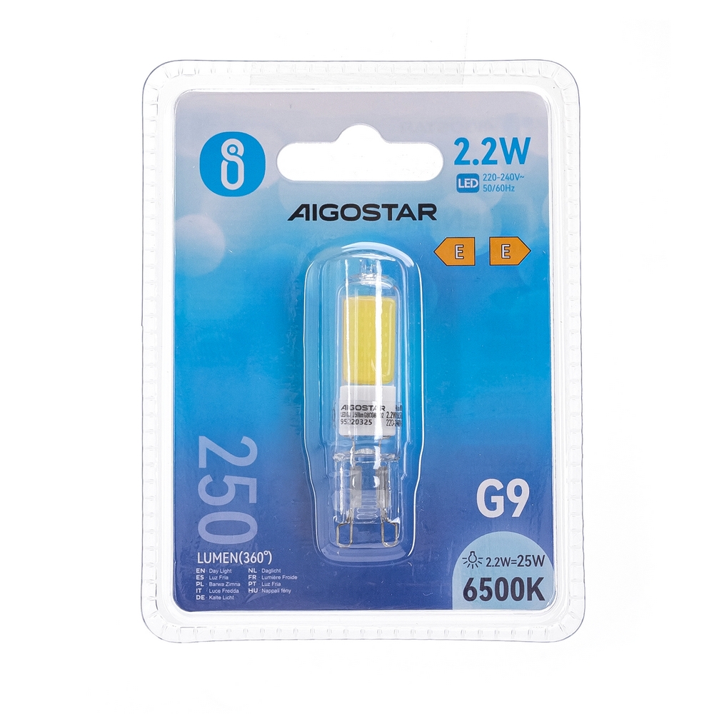 Lampadina Led G9 a Capsula 2,2W COB in vetro trasparente Bianco freddo 6500K Aigostar - Foto 2