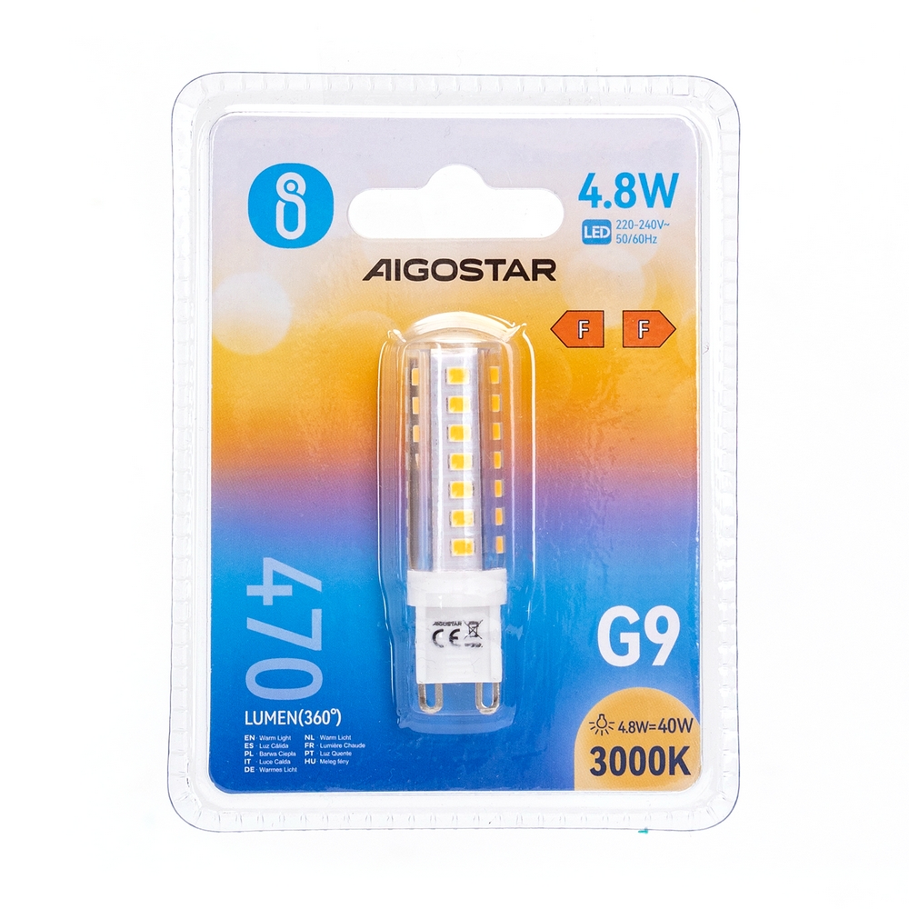 Lampadina Led G9 a Capsula 4,8W SMD trasparente Bianco caldo 3000K Aigostar - Foto 2