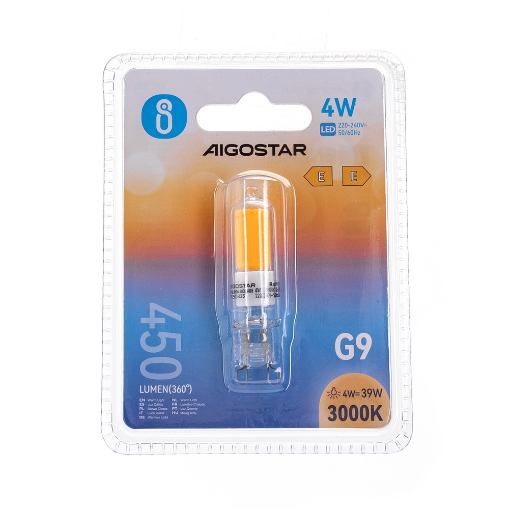 Lampadina Led G9 a Capsula 4W COB in vetro trasparente Bianco caldo 3000K Aigostar - Foto 2