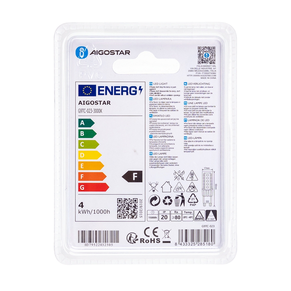 Lampadina Led G9 a Capsula 4W SMD trasparente Bianco caldo 3000K Aigostar - Foto 3