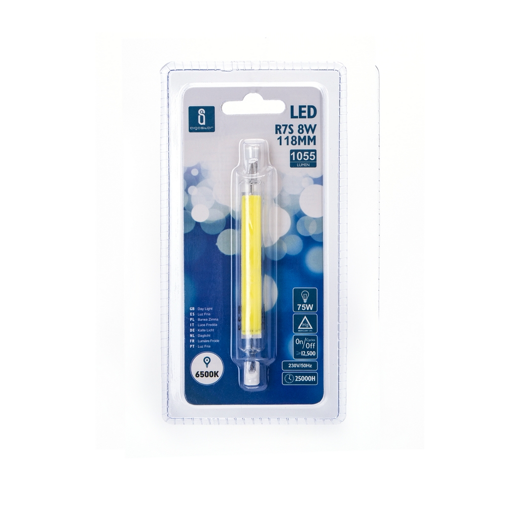 Lampadina Led R7S Lineare 118mm 9W COB in vetro Bianco freddo 6500K Aigostar - Foto 2