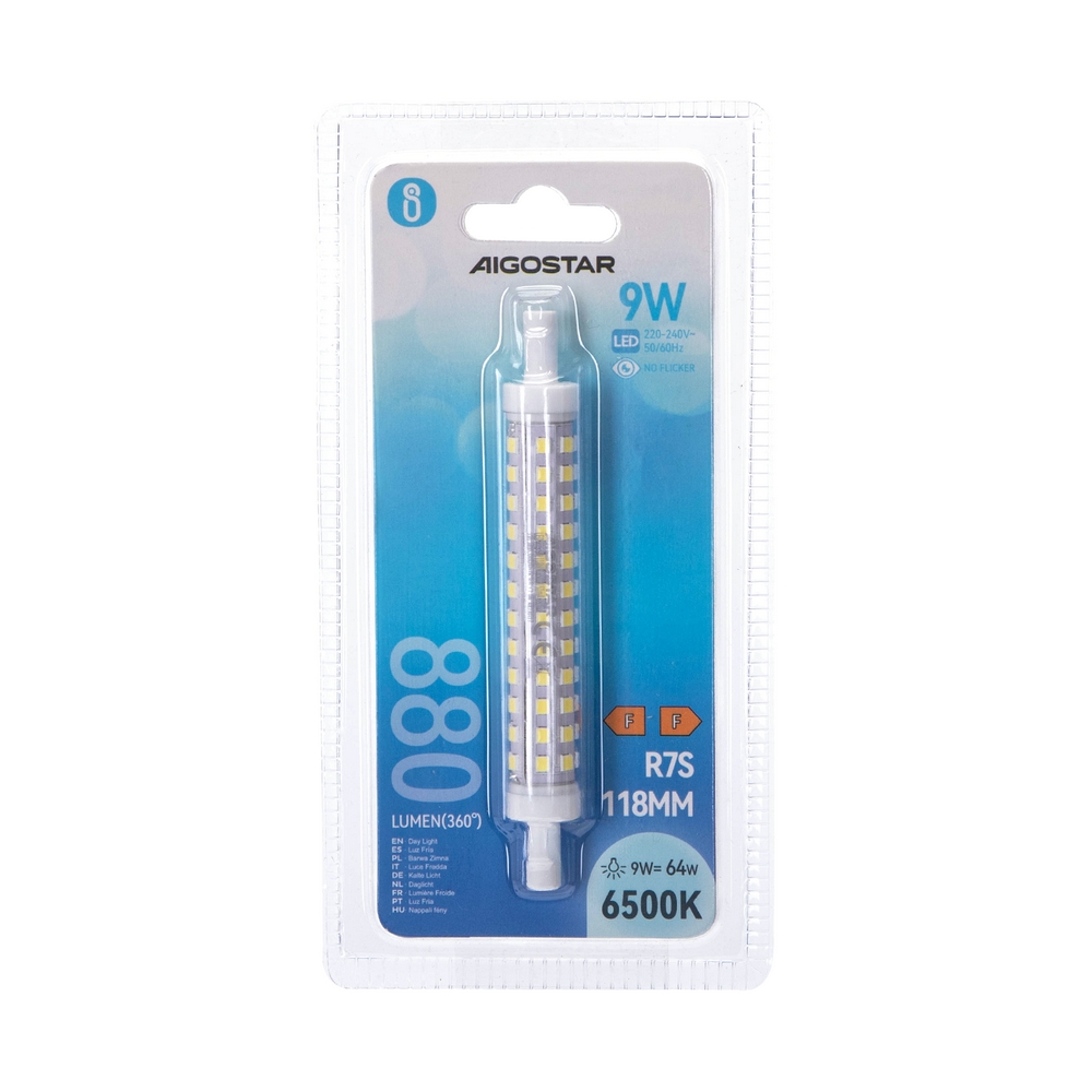 Lampadina Led R7S Lineare 118mm 9W SMD Bianco freddo 6500K Aigostar - Foto 2