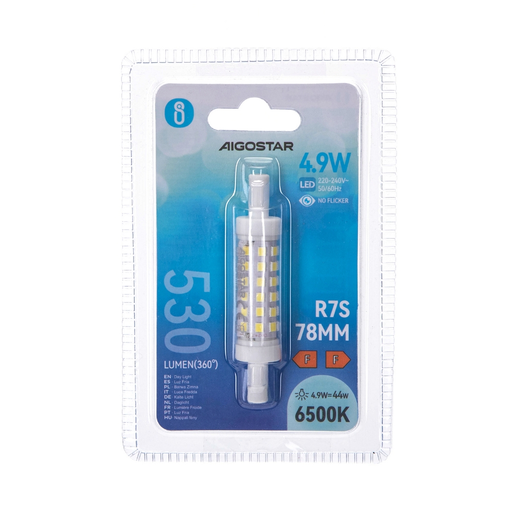 Lampadina Led R7S Lineare 78mm 5W SMD Bianco freddo 6500K Aigostar - Foto 2