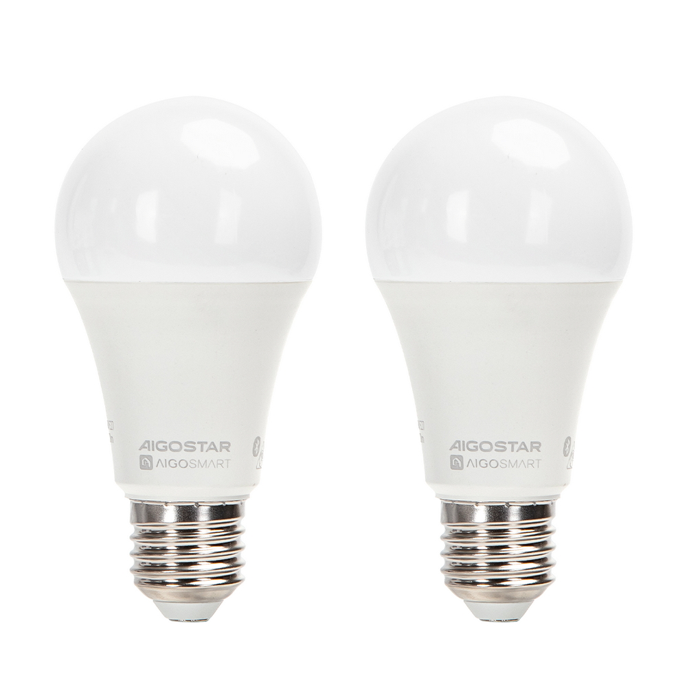 Lampadina Led Smart A60 E27 12W WiFi Bluetooth Mesh RGB CCT luce regolabile e dimmerabile confezione da 2pz Aigostar - Foto 1