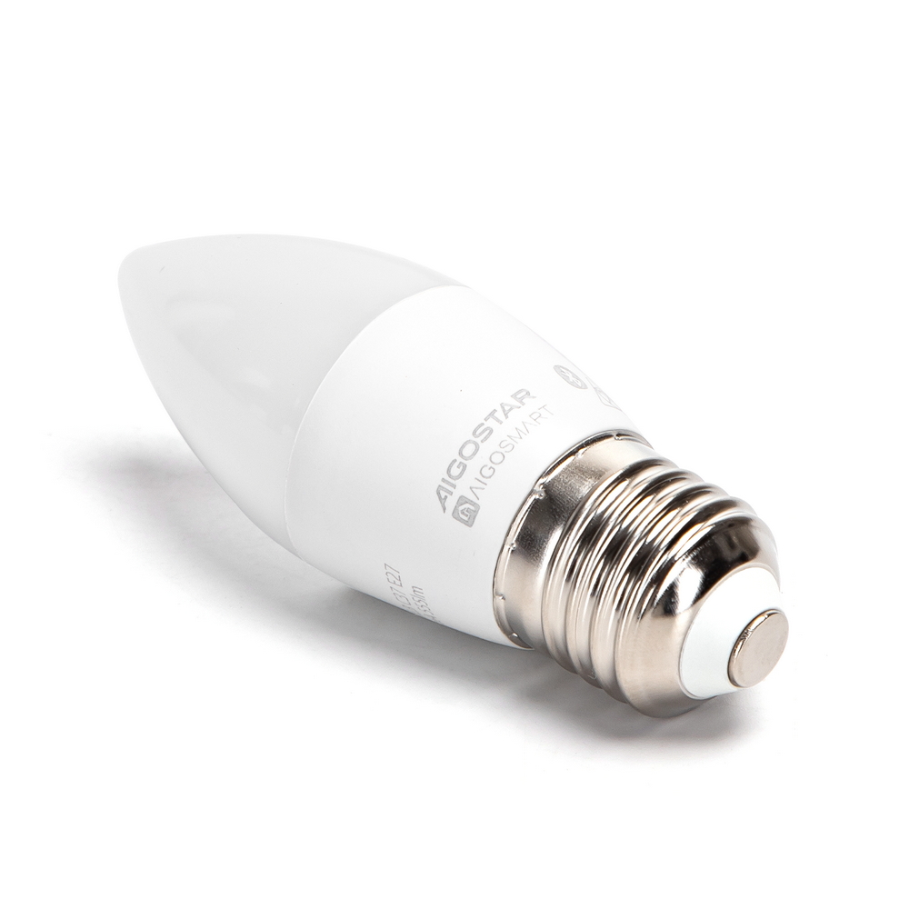 Lampadina Led Smart C37 E27 6.5W Bluetooth Mesh RGB CCT luce regolabile e dimmerabile Aigostar - Foto 1