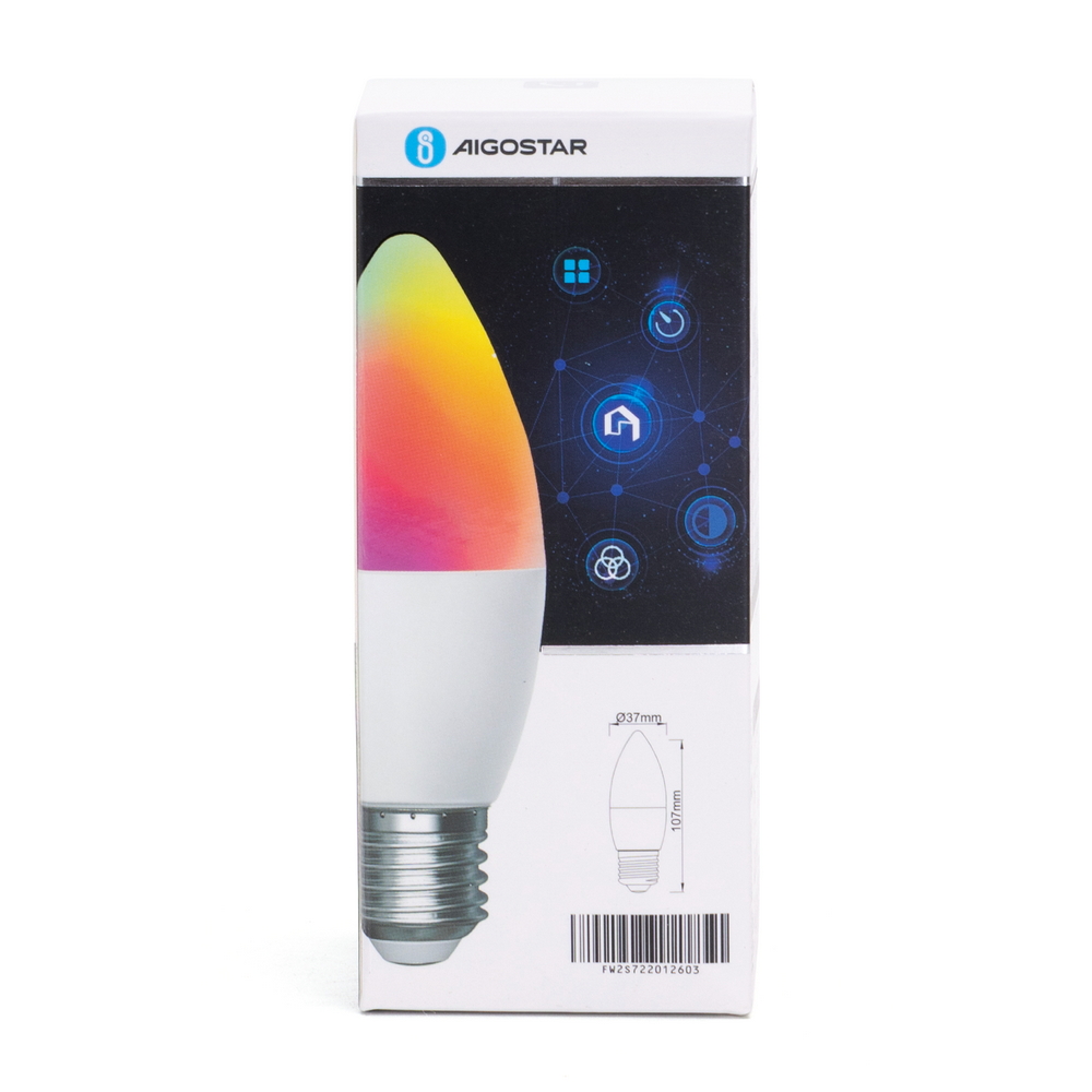 Lampadina Led Smart C37 E27 6,5W WiFi RGB CCT luce regolabile e dimmerabile Aigostar - Foto 6