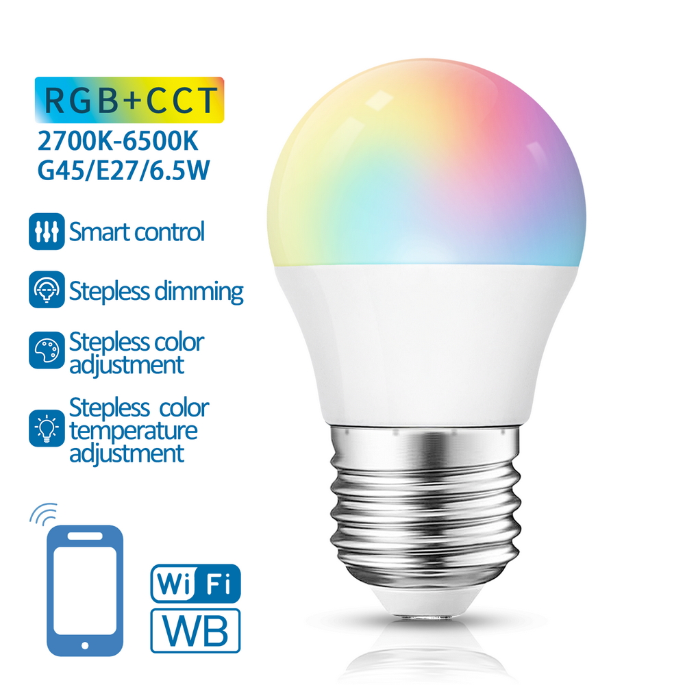 Lampadina Led Smart G45 E27 6,5W WiFi RGB CCT luce regolabile e dimmerabile Aigostar - Foto 2