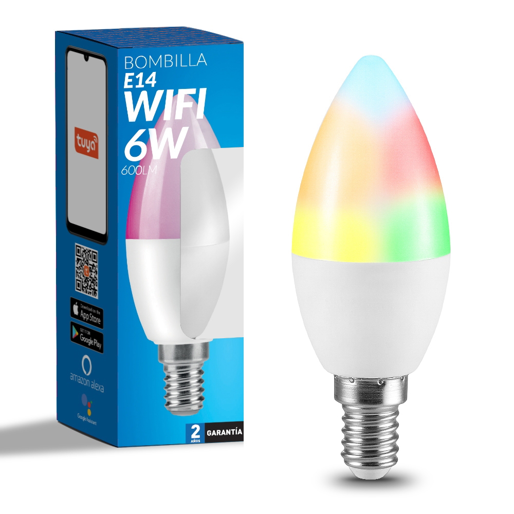 Lampadina Led Smart Tuya C37 E14 6W WiFi RGB + CCT luce regolabile e dimmerabile M LEDME - Foto 1