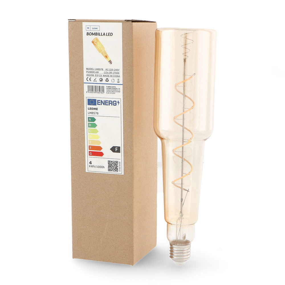 Lampadina Led Vintage a Filamento E27 B70 a Bottiglia 4W decorativa Bianco caldo 2300K M LEDME - Foto 1