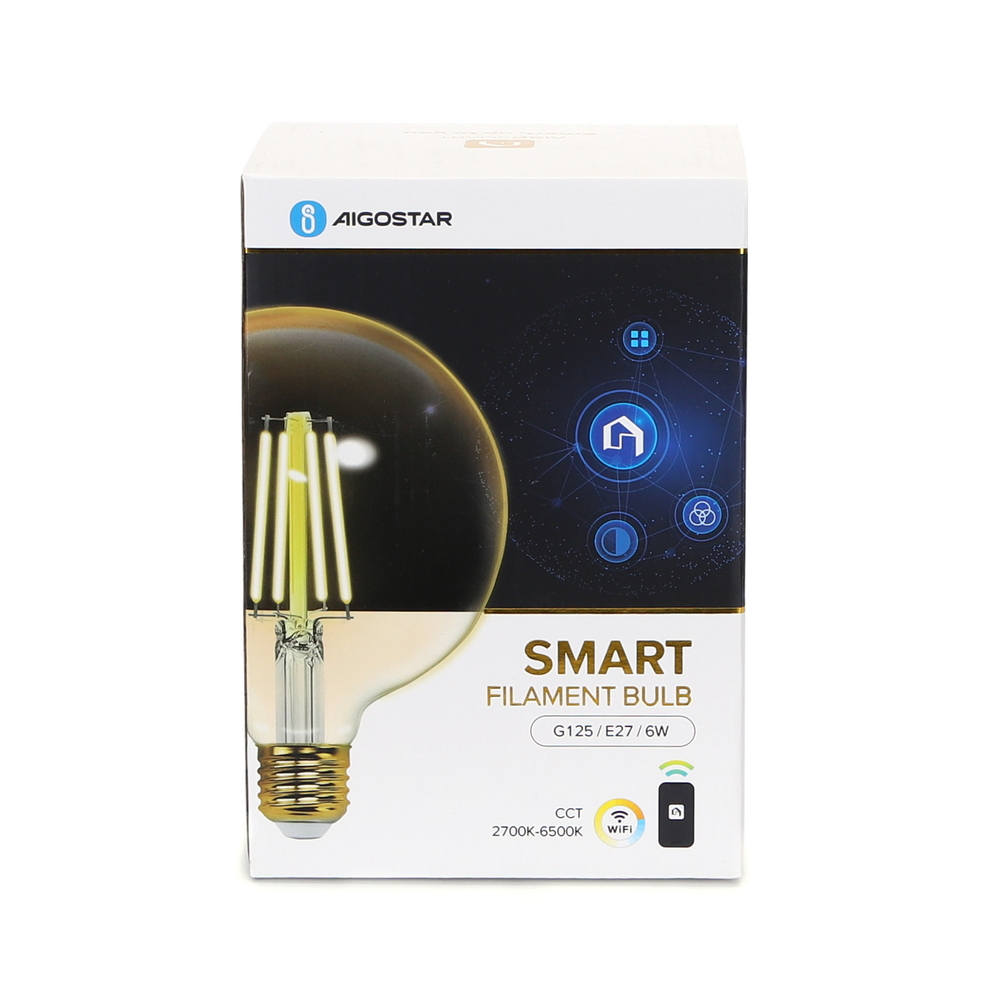 Lampadina Led Vintage a Filamento Smart G125 E27 6W WiFi CCT luce regolabile e dimmerabile Aigostar - Foto 4