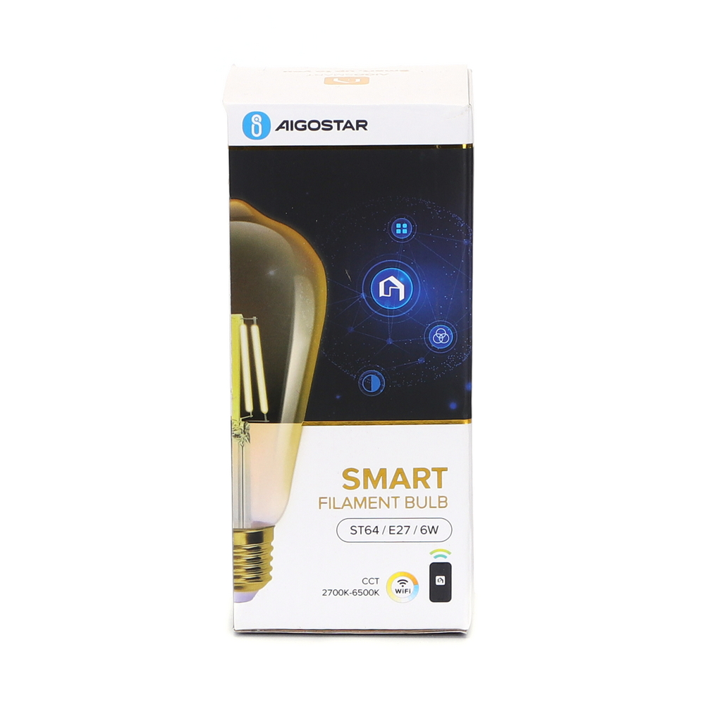 Lampadina Led Vintage a Filamento Smart ST64 E27 6W WiFi CCT luce regolabile e dimmerabile Aigostar - Foto 4