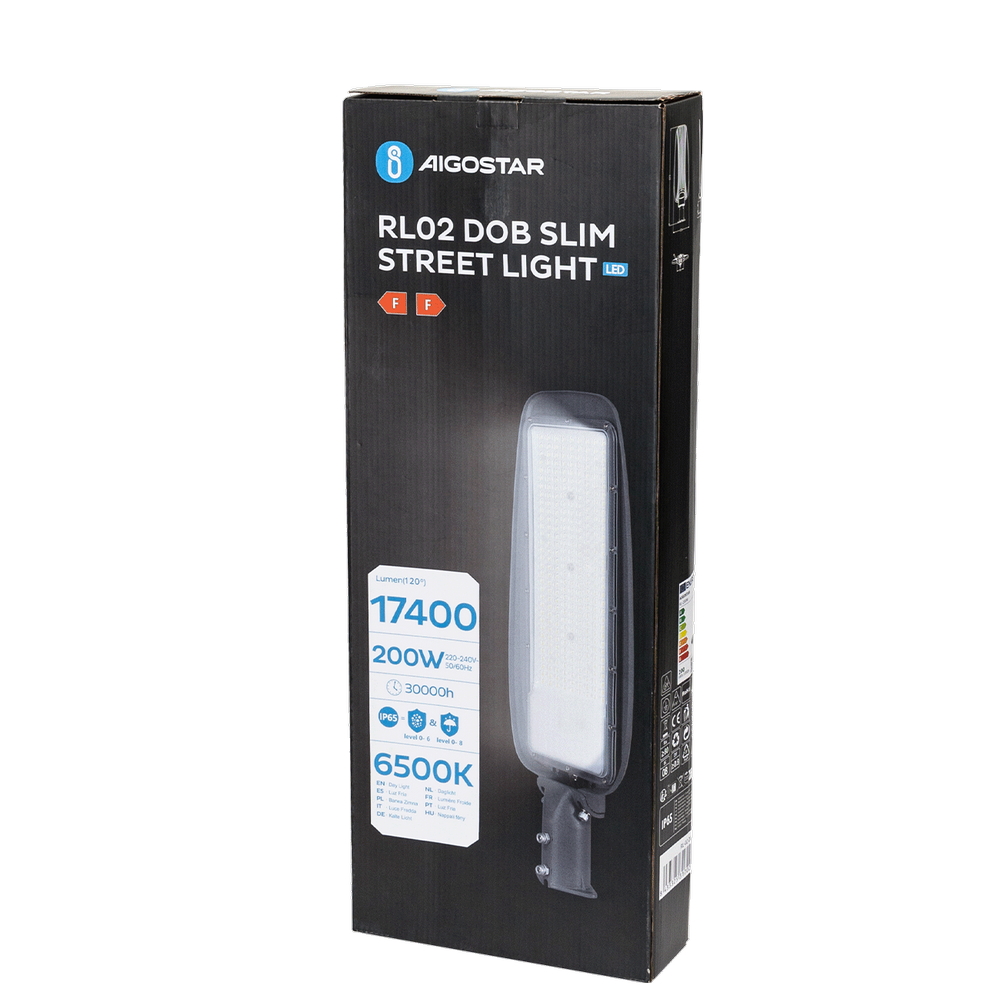 Lampione stradale Led Slim 200W Grigio IP65 Bianco freddo 6500K Aigostar - Foto 5