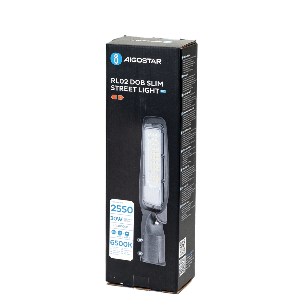 Lampione stradale Led Slim 30W Grigio IP65 Bianco freddo 6500K Aigostar - Foto 5
