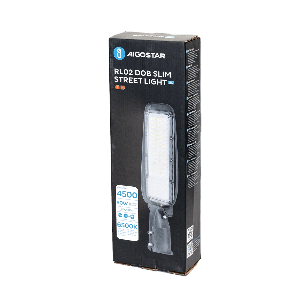 Lampione stradale Led Slim 50W Grigio IP65 Bianco freddo 6500K Aigostar - Foto 5