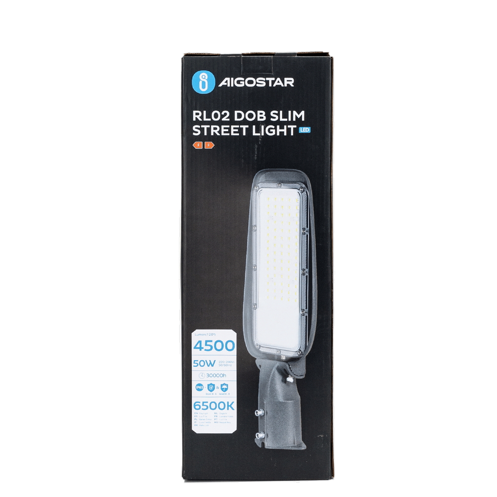 Lampione stradale Led Slim 50W Grigio IP65 Bianco freddo 6500K Aigostar - Foto 6