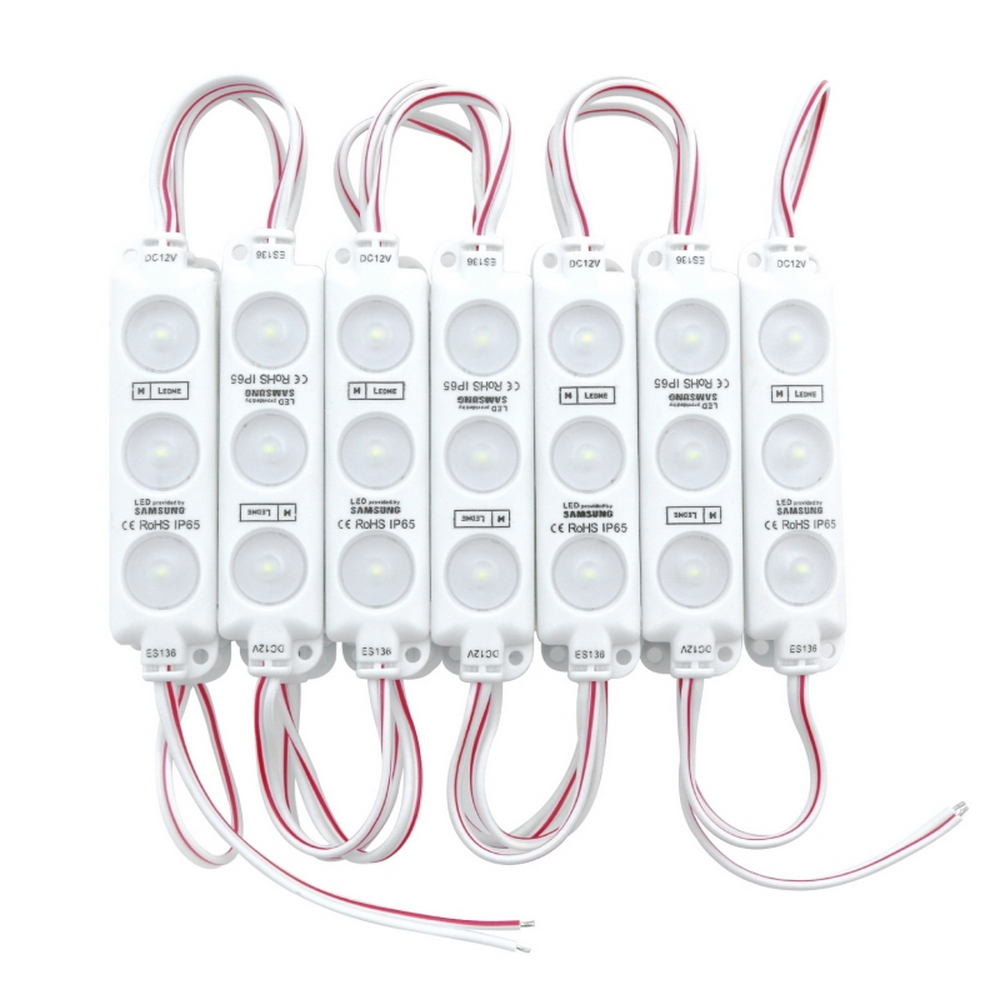 Moduli Led SMD 12V 1W 3 Led IP65 catena 20pz per insegne pubblicitarie Bianco freddo 6000K M LEDME - Foto 2