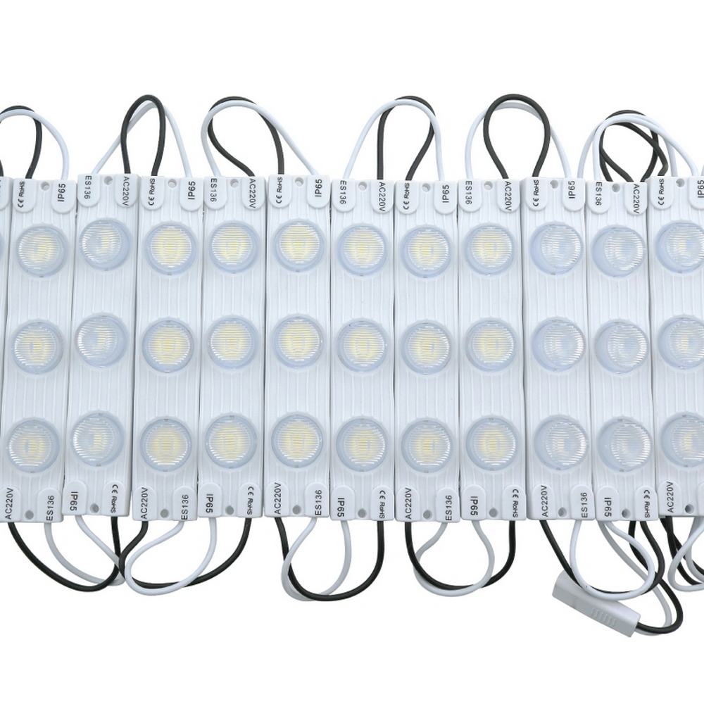 Moduli Led SMD 220V 3W 3 Led IP65 catena 20pz per insegne pubblicitarie Bianco freddo 6500K M LEDME - Foto 2