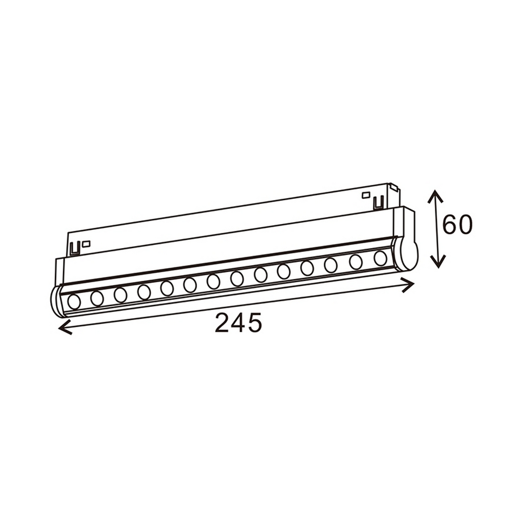 Modulo Faretti Led lineare da binario magnetico 16mm 12W nero orientabile 24cm Bianco neutro 4000K M LEDME - Foto 1