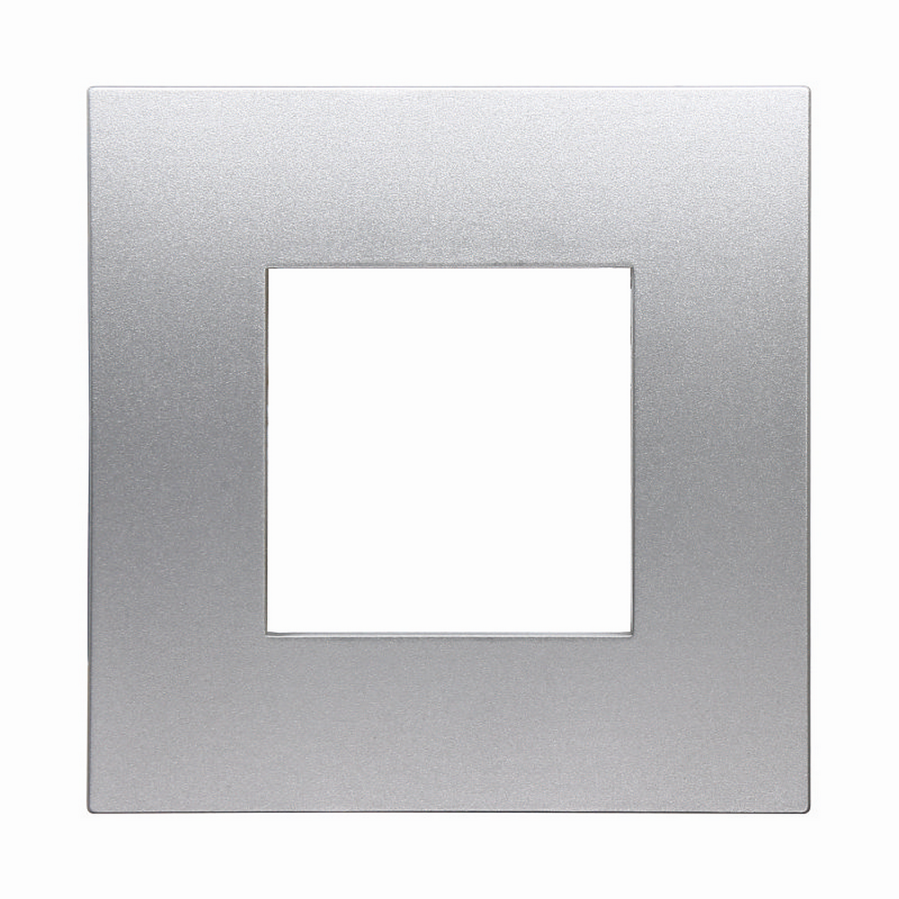 Foto principale Placca 2 moduli 502 in plastica argento compatibile anche con Vimar Arké