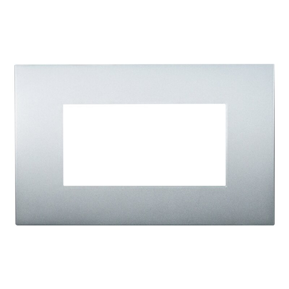 Foto principale Placca 4 moduli 504 in plastica argento compatibile anche con Vimar Arké