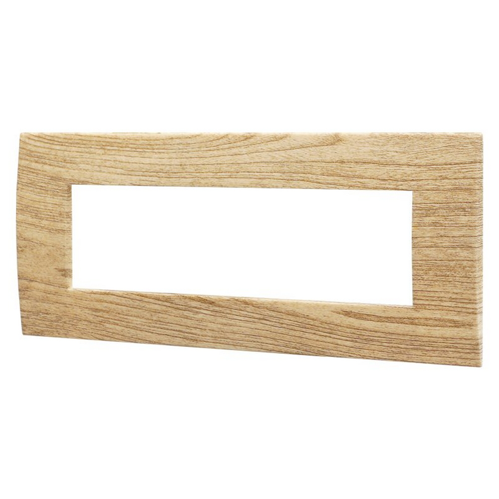 Placca 7 moduli 507 in plastica legno chiaro compatibile anche con Vimar Arké - Foto 1