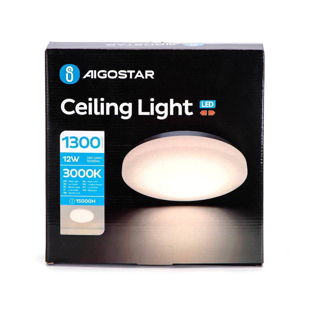 Plafoniera Led 12W Bianca Rotonda Bianco caldo 3000K Aigostar - Foto 2