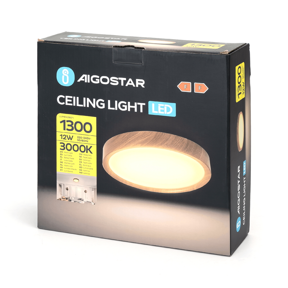 Plafoniera Led 12W Cornice marrone rotonda Bianco caldo 3000K Aigostar - Foto 5