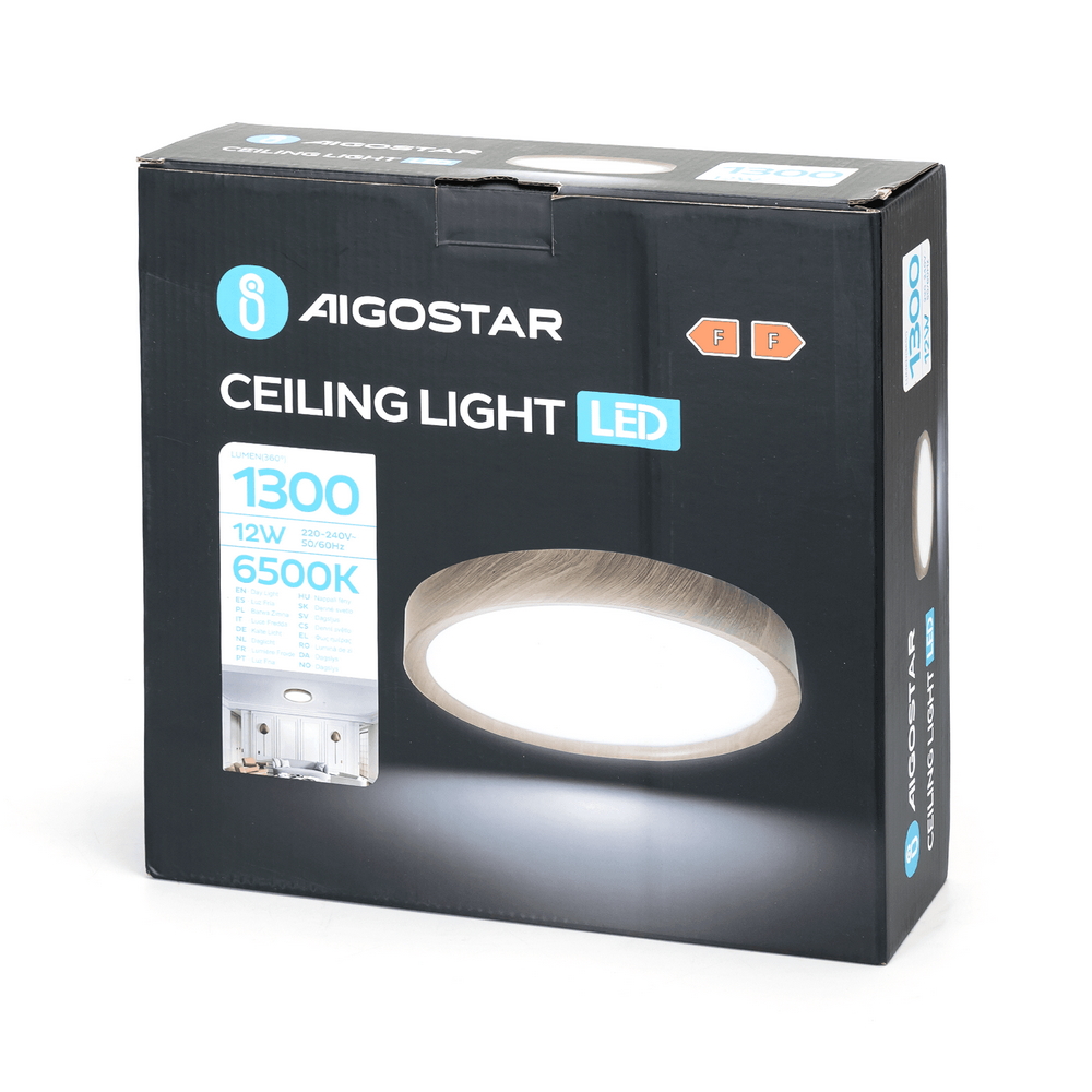 Plafoniera Led 12W Cornice marrone rotonda Bianco freddo 6500K Aigostar - Foto 5